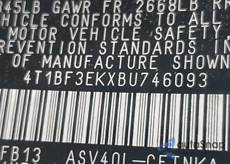 2011 Toyota Camry Le/Se/Xle из США, поврежденный, VIN 4T1BF3EKXBU746093